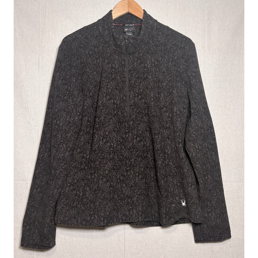 Spyder‎ Active Pullover Jacket Women’s XL Black Fleece 1/4 Zip Long Sleeve